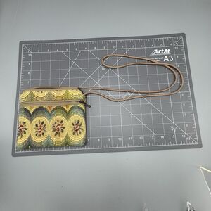 Vtg Bettz Designs Woven Floral Crossbody Purse Zipper Pouch Cottagecore USA